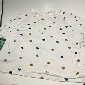 YYA 2XL Multi Color Heart Short Sleeve White Graphic T Shirt